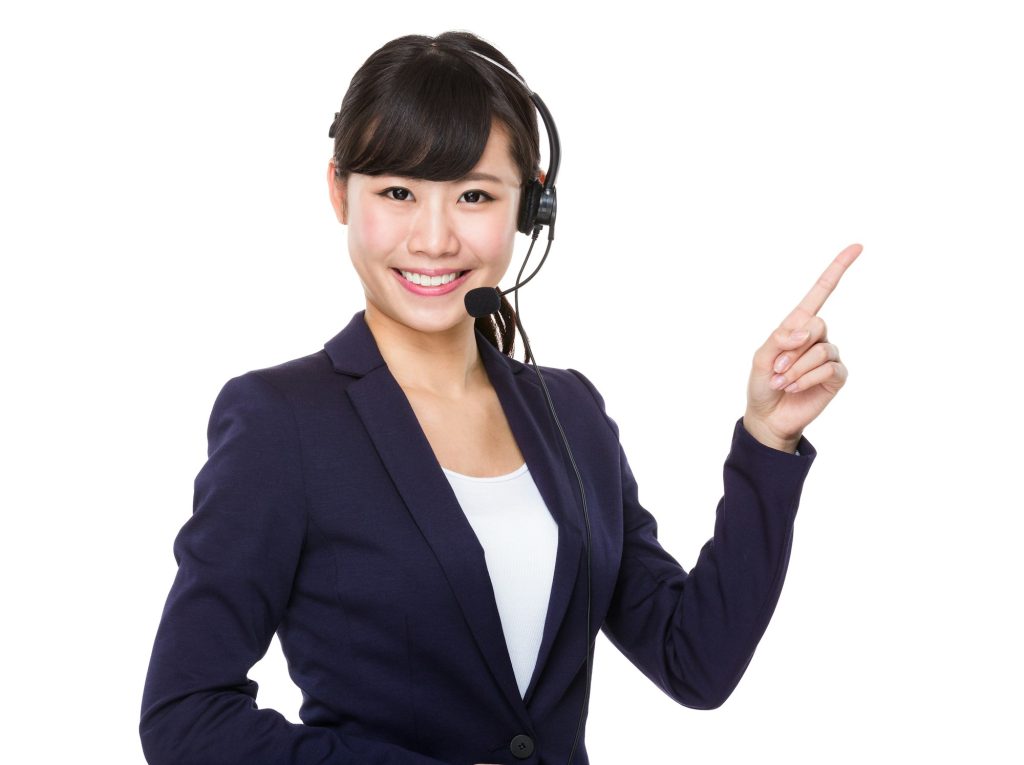 Smiling customer services operator